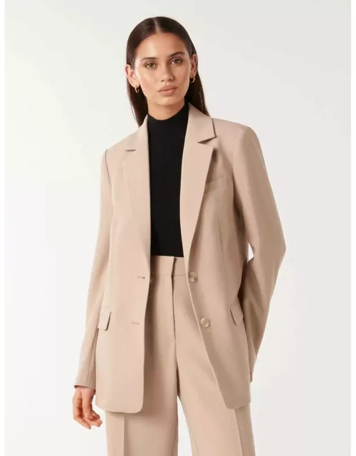 Forever New Women's Tessa Two Button Blazer Jacket in Desert Taupe Suit