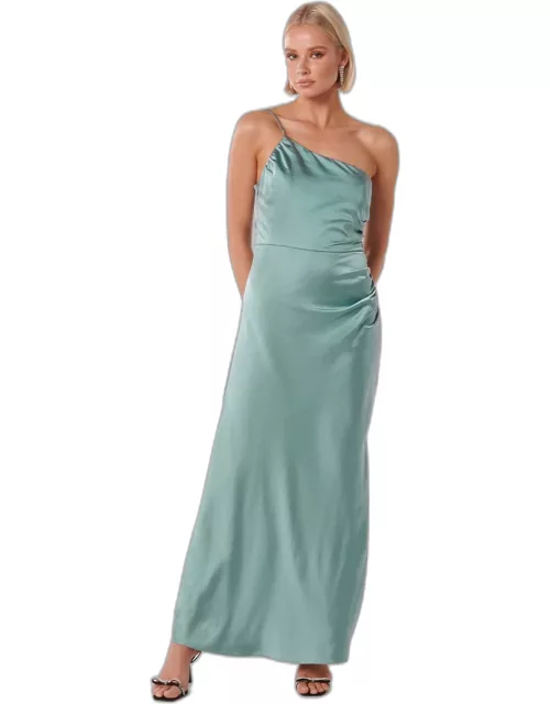 Forever New Women's Kelly One-Shoulder Satin Maxi Dress in Smoke Blue