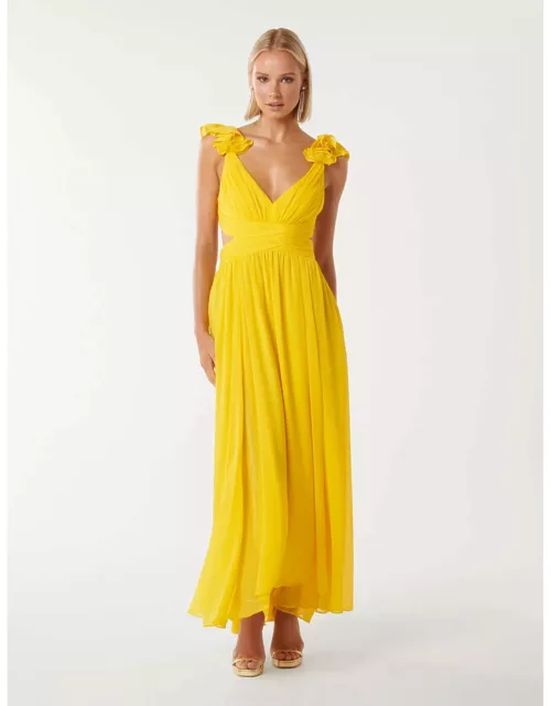Forever New Women's Selena Ruffle-Shoulder Maxi Dress in Daffodi