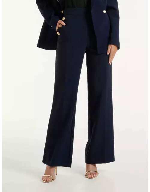 Forever New Women's Megan Button Wide Leg Pant in Navy