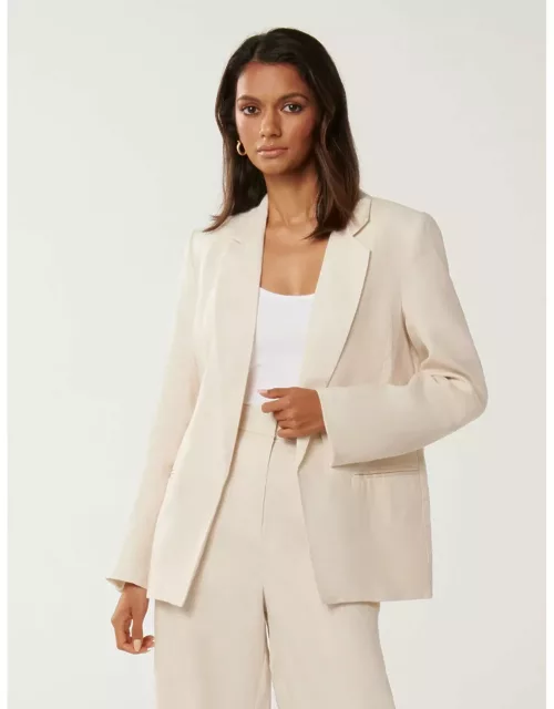 Forever New Women's Lila Petite Linen Blazer Jacket in Stone Suit