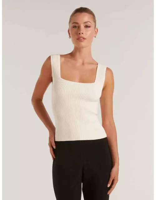 Forever New Women's Bobbie Square-Neck Knit Tank Top in Crea