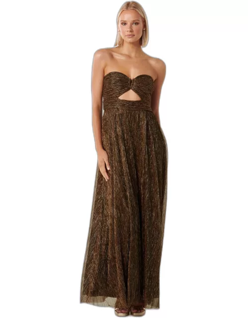 Forever New Women's Andy Strapless Plisse Maxi Dress in Bronze