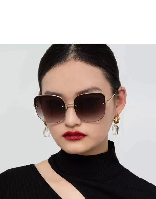 Loni Cat Eye Sunglasses in Light Gold and Grey