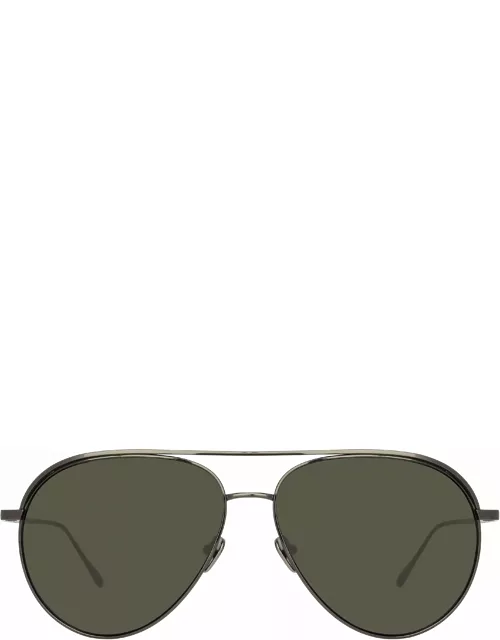 Roberts Aviator Sunglasses in Nickel and Grey