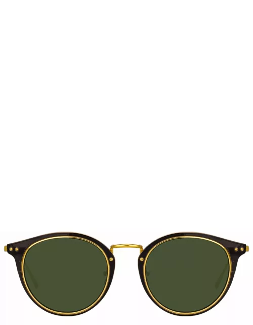 Cooper Oval Sunglasses in Yellow Gold and Green