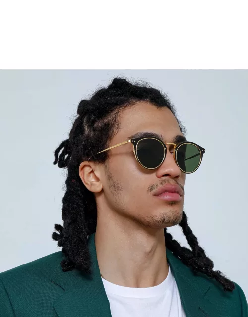Cooper Oval Sunglasses in Yellow Gold and Green (Men's)