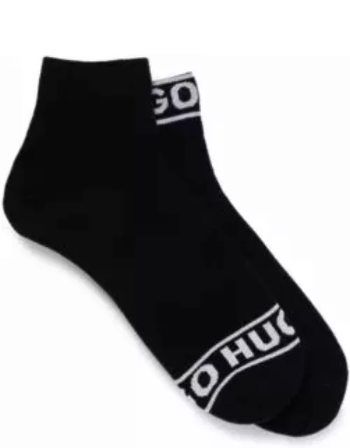 Two-pack of quarter-length socks with logo cuffs- Black Women's Underwear, Pajamas, and Sock