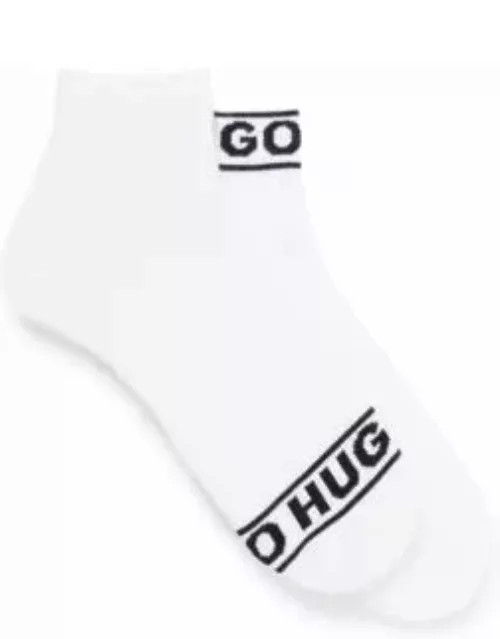 Two-pack of quarter-length socks with logo cuffs- White Women's Underwear, Pajamas, and Sock