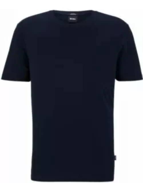 Slim-fit short-sleeved T-shirt in mercerized cotton- Dark Blue Men's T-Shirt