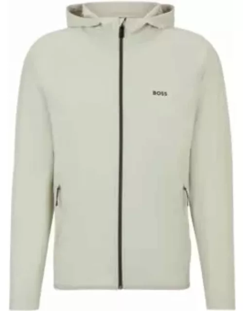 Zip-up hoodie with decorative reflective details- Light Beige Men's Tracksuit