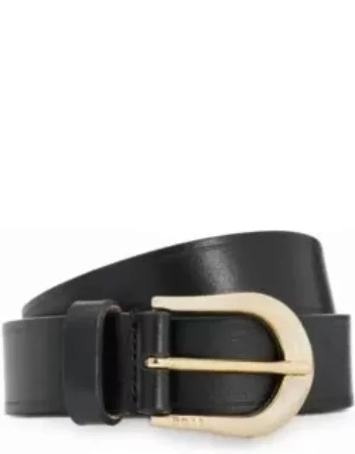 Italian-leather belt with ice-gold-tone eyelets- Black Women's Casual Belt