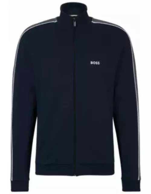 Zip-up jacket with embroidered logo- Dark Blue Men's Loungewear