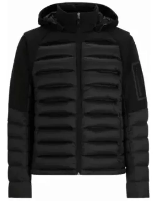 Water-repellent jacket with detachable sleeves and hood- Black Men's Down Jacket