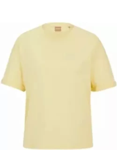 Cotton-jersey regular-fit T-shirt with chest print- Light Yellow Women's T-Shirt
