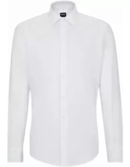 Regular-fit shirt in easy-iron Oxford stretch cotton- White Men's Shirt