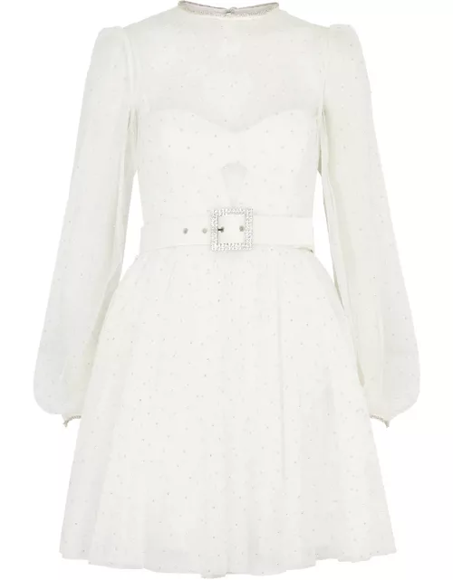 Rebecca Vallance Mirabella Embellished Crepe and Tulle Mini Dress - Ivory - 6 (UK6 / XS)