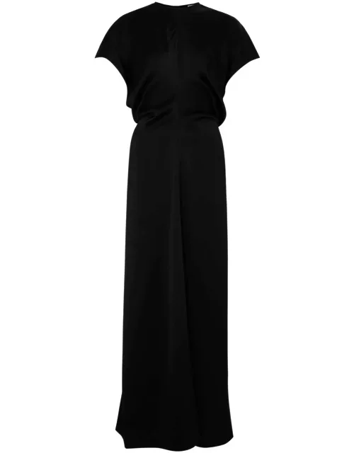 Totême Gathered Satin Maxi Dress - Black - 38 (UK10 / S)