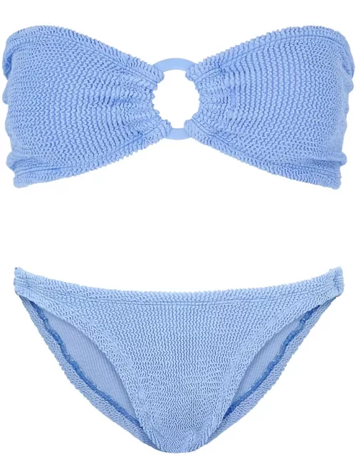 Hunza G Gloria Seersucker Bandeau Bikini - Light Blue - One