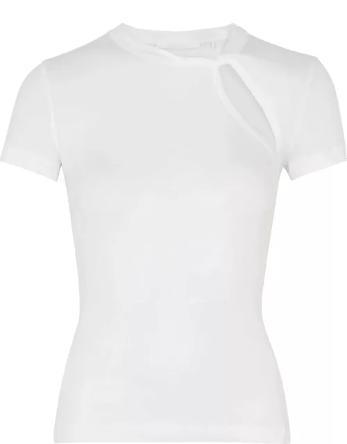 Helmut Lang Cut-out Ribbed Cotton top - White - M (UK12 / M)