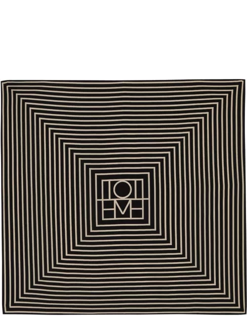Totême Striped Logo-print Silk Scarf - Black And White