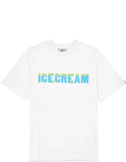 Ice Cream Drippy Logo-print Cotton T-shirt - White