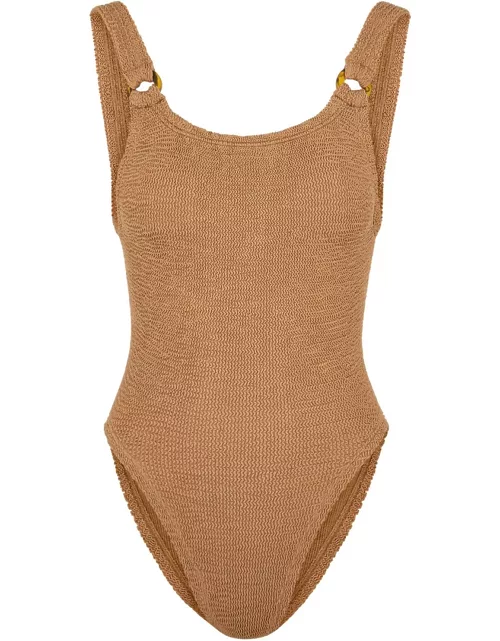 Hunza G Domino Seersucker Swimsuit - Light Brown - One