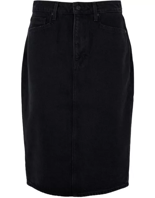 Paige Siren Stretch-denim Midi Skirt - Black - 26 (W26 / UK8 / S)