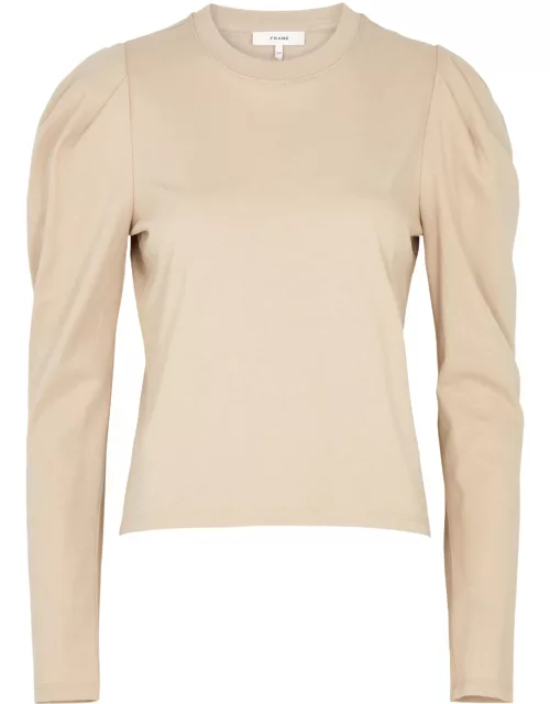 Frame Puff-sleeve Cotton top - Beige - L (UK14 / L)