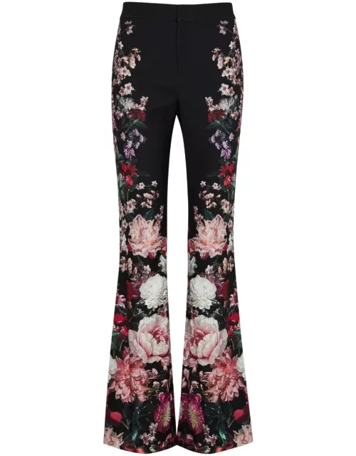 Alice + Olivia Olivia Floral-print Flared Trousers - Black - 2 (UK6 / XS)
