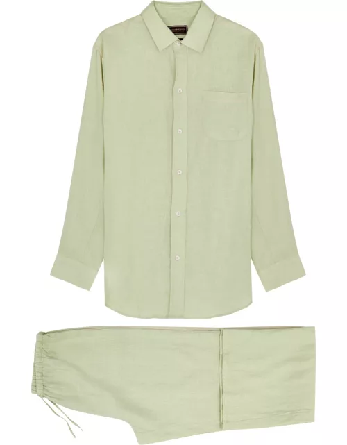 Desmond & Dempsey Linen Pyjama set - Green