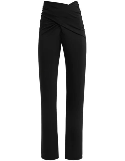 16 Arlington Boxte Wrap-effect Satin-jersey Trousers - Black - 14 (UK14 / L)