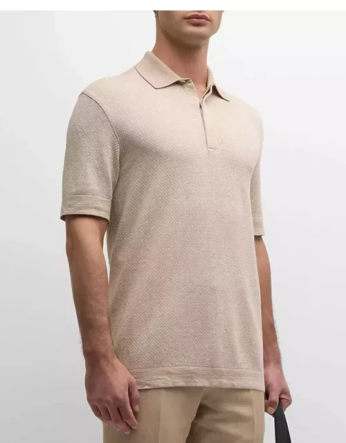 Men's Cotton-Linen Jacquard Polo Shirt