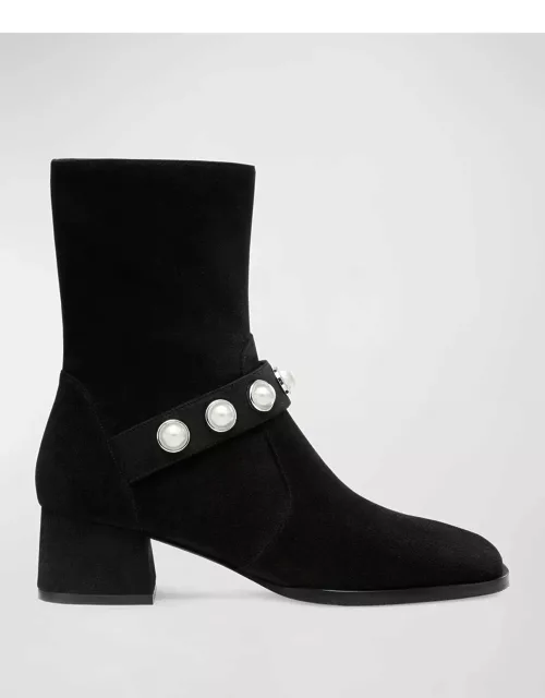 Portia Suede Pearly Ankle Boot