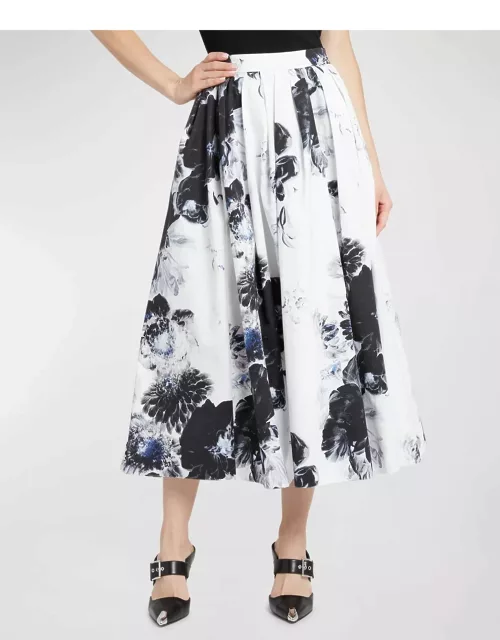 Floral-Print Midi Circle Skirt