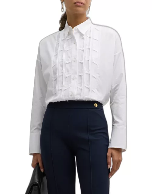 Soir Embellished Button-Down Cotton Shirt
