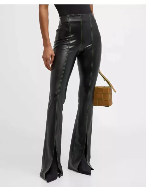 Iver Faux Leather Topstitched Bootcut Pant