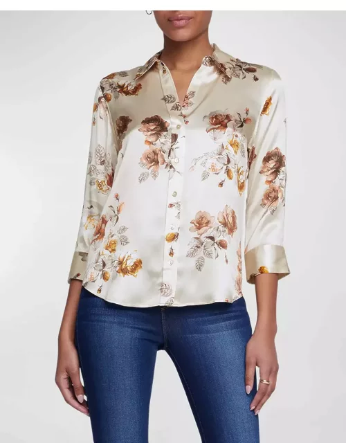 Dani Floral-Print Silk Shirt