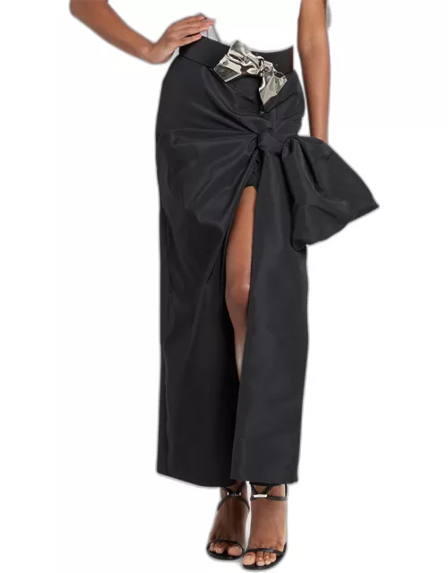 Pencil Midi Skirt with Bow Detai