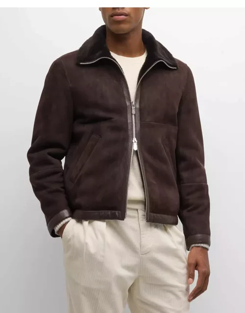 Men's Suede Flight Jacket with Shearling Lining