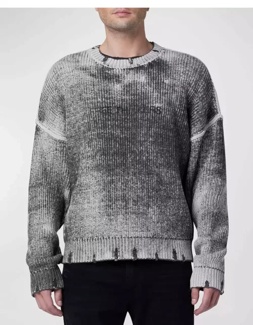 Men's Distressed Two-Tobe Rib Sweater