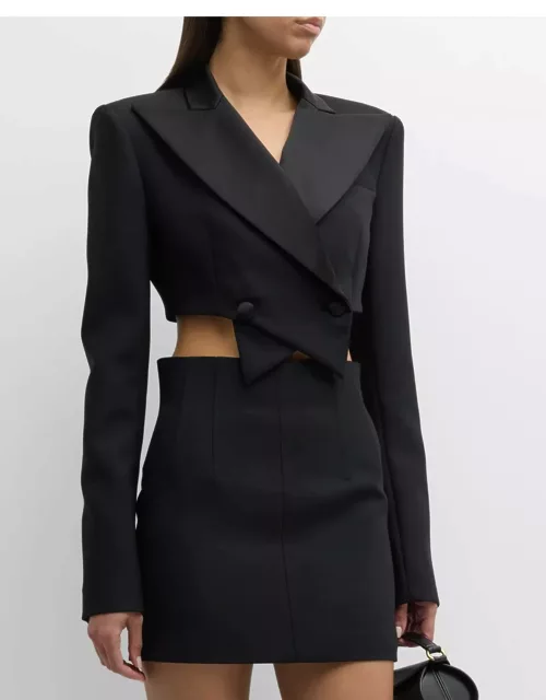 Doubled-Breasted Cropped Blazer Jacket