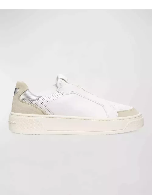 Courtside Mixed Leather Retro Low-Top Sneaker