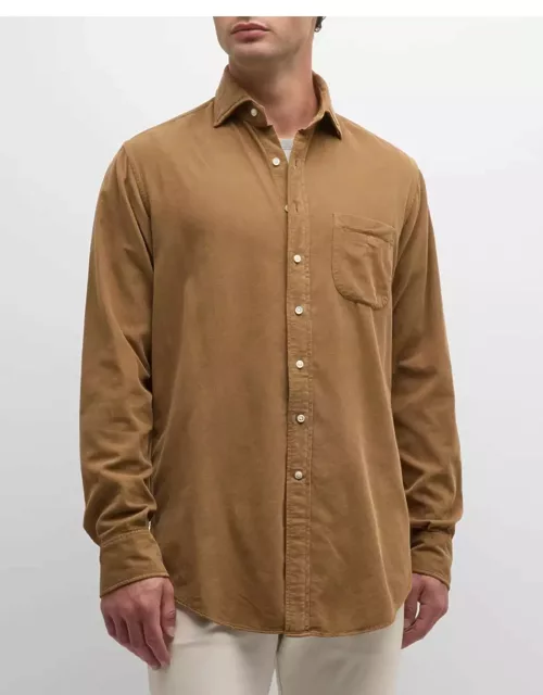 Men's Corduroy Casual Button-Front Shirt