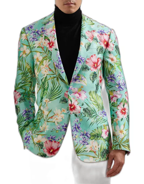 Men's Kent Hand-Tailored Floral Silk Sport Coat