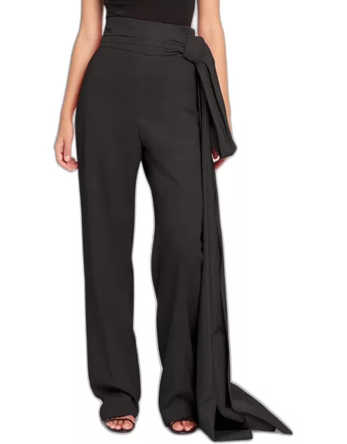 Wool Trousers with Waist Bow Train