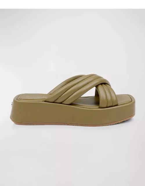 Sicily Crisscross Leather Flatform Sandal
