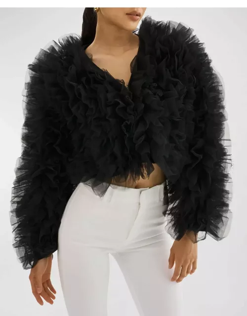 Britny Layered Tulle Crop Jacket