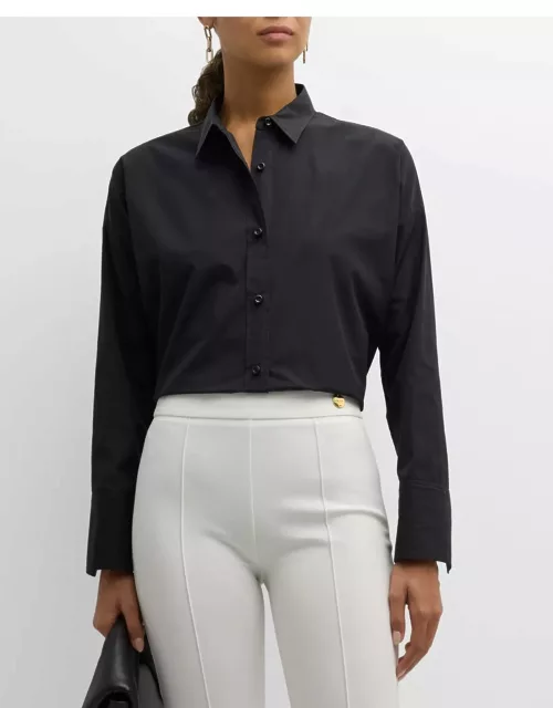 Sirene Button-Down Silk Twill Scarf Shirt