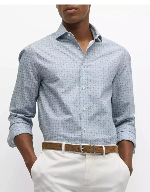 Men's Geometric-Print Button-Down Shirt
